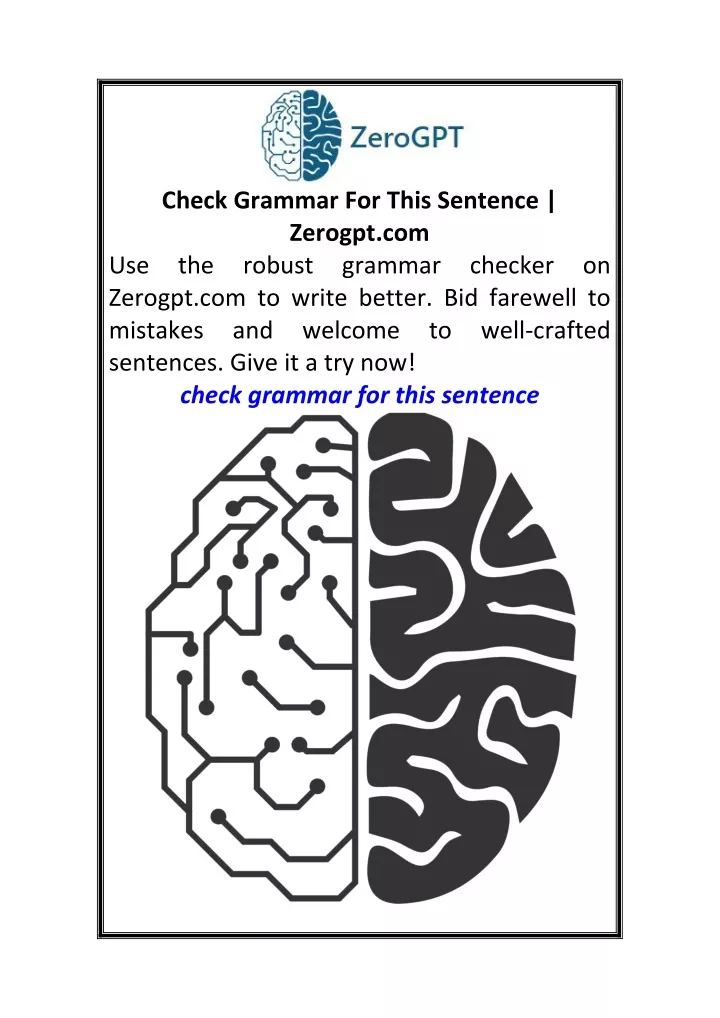 check grammar for this sentence zerogpt