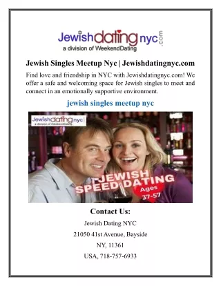 Jewish Singles Meetup Nyc | Jewishdatingnyc.com