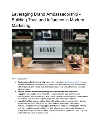 Leveraging Brand Ambassadorship - Building Trust and Influence in Modern Marketing