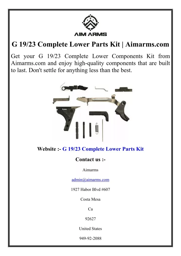g 19 23 complete lower parts kit aimarms com