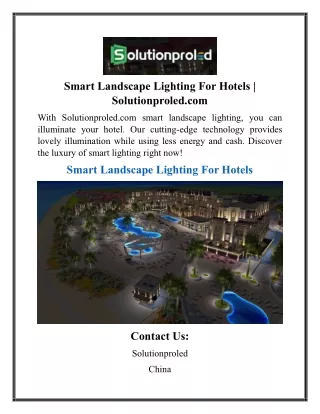 Smart Landscape Lighting For Hotels | Solutionproled.com