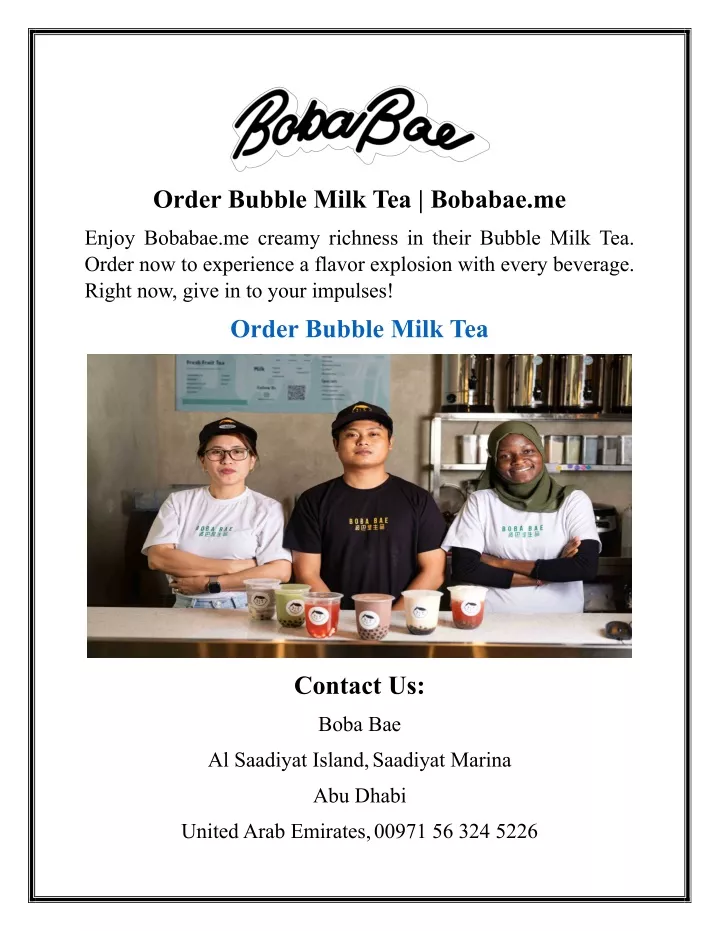 order bubble milk tea bobabae me