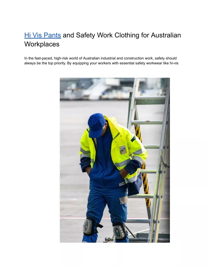 PPT - Hi Vis Pants and Safety Work Clothing for Australian Workplaces ...