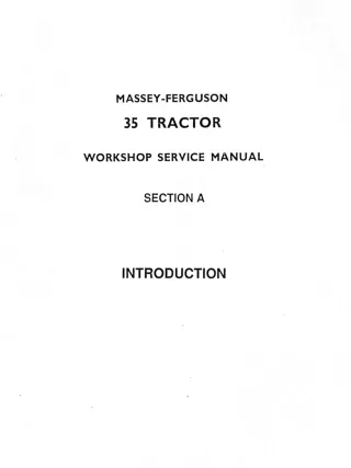 MASSEY FERGUSON MF35 TRACTOR Service Repair Manual