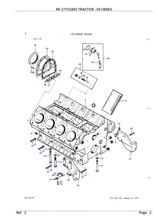 Massey Ferguson MF2805 TRACTOR Service Parts Catalogue Manual (Part Number  651380EA)