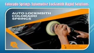 Colorado Springs Automotive Locksmith Rapid Solutions