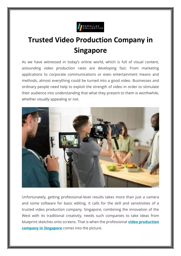 trusted video production company in singapore