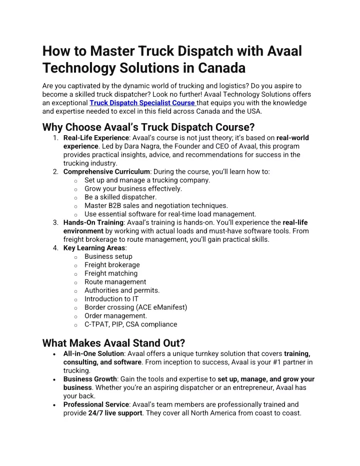 how to master truck dispatch with avaal