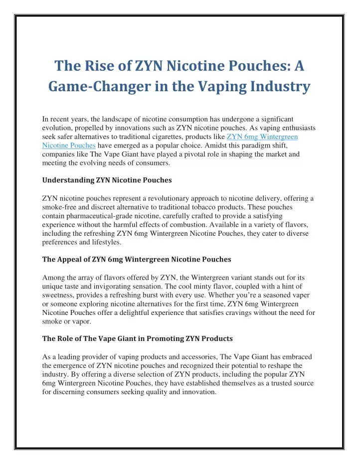 the rise of zyn nicotine pouches a game changer