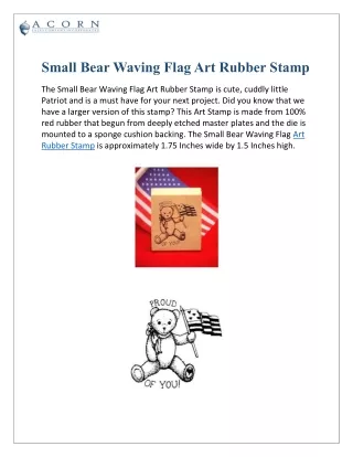 Small Bear Waving Flag Art Rubber Stamp
