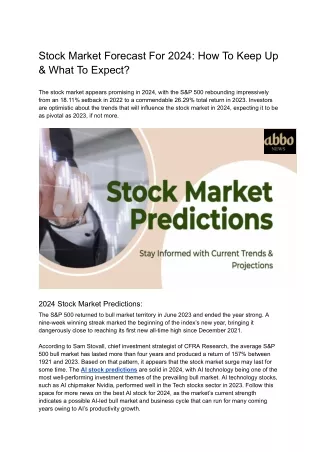 2024 Stock Market Outlook: Trends, Predictions, and Strategies