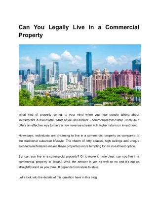 Can You Legally Live in a Commercial Property