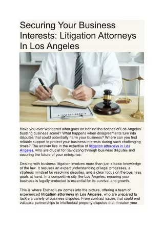 Securing Your Business Interests Litigation Attorneys In Los Angeles