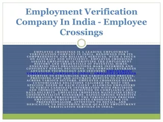 Employment Verification Company In India - Employee Crossings