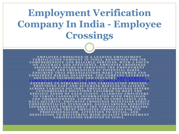 employment verification company in india employee crossings