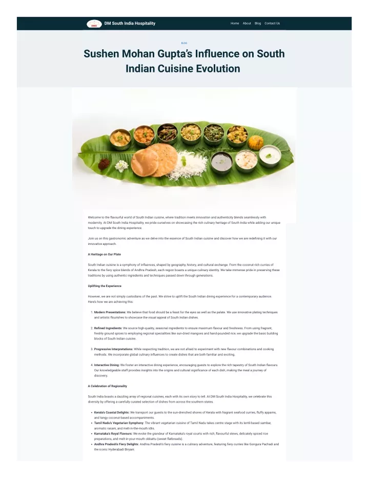 PPT - Sushen Mohan Gupta’s Influence on South Indian Cuisine Evolution ...