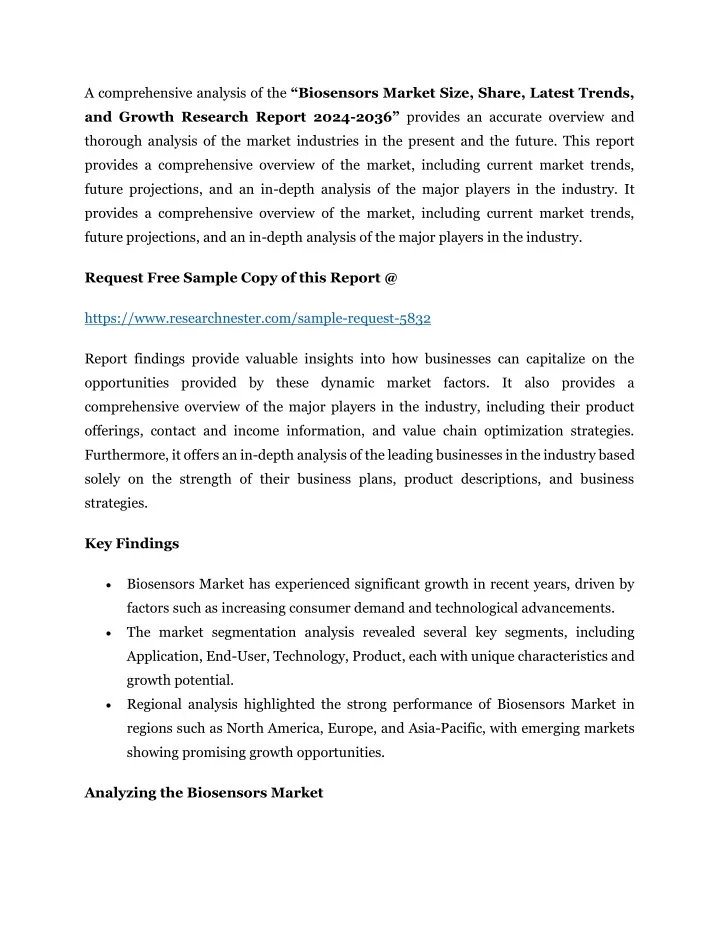 a comprehensive analysis of the biosensors market