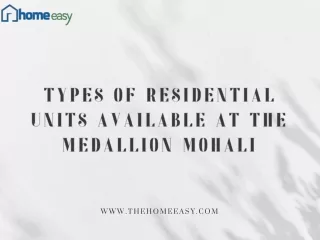 Exploring the Range of Residential Options at The Medallion Mohali.
