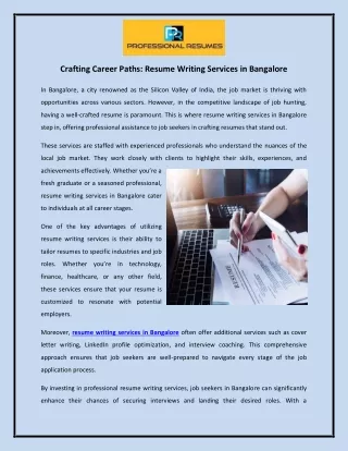 Crafting Career Paths Resume Writing Services in Bangalore