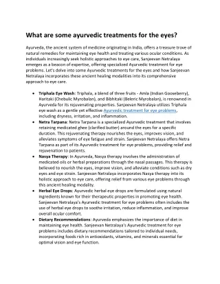 What are some ayurvedic treatments for the eyes