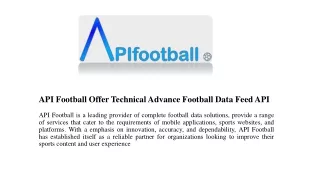 API Football Offer Technical Advance Football Data Feed API