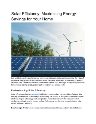 Solar Efficiency_ Maximizing Energy Savings for Your Home