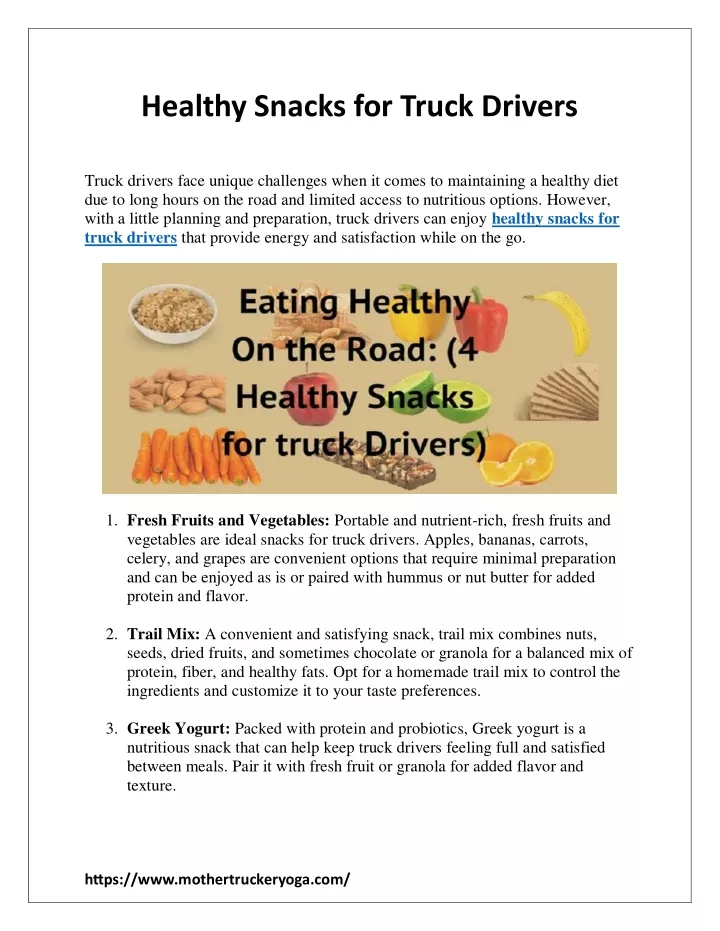 healthy snacks for truck drivers