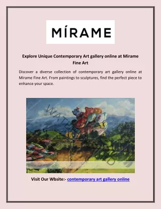 Explore Unique Contemporary Art gallery online at Mirame Fine Art