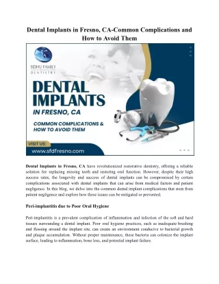 Common Complications of Dental Implants in Fresno, CA