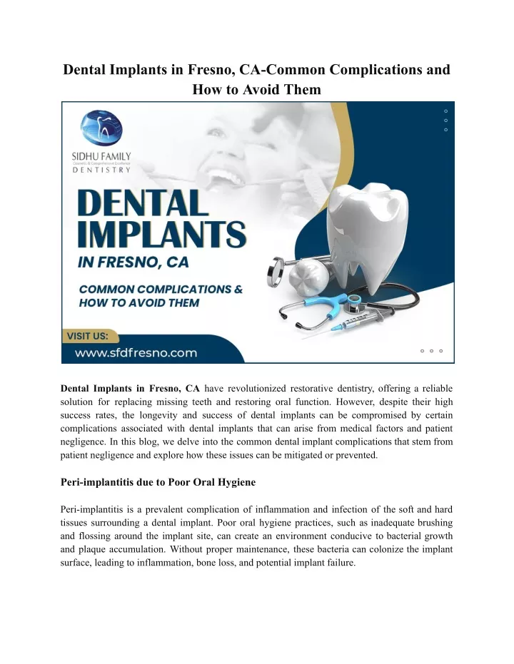 dental implants in fresno ca common complications