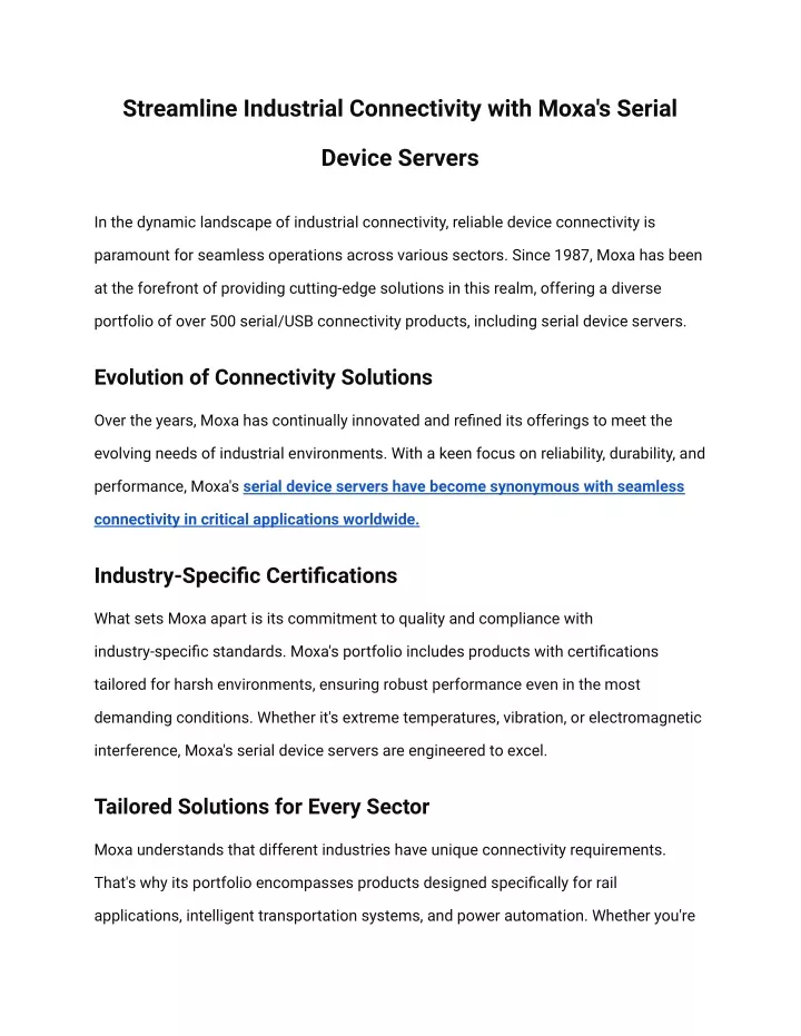 streamline industrial connectivity with moxa