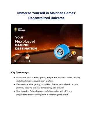 immerse yourself in maidaan games decentralized