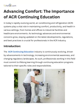 Advancing Comfort: The Importance of ACR Continuing Education