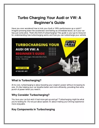 Turbo Charging Your Audi or VW A Beginner's Guide