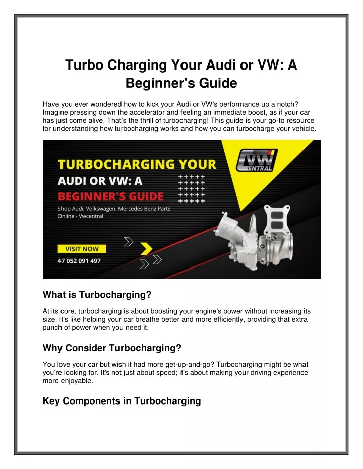 turbo charging your audi or vw a beginner s guide