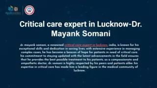 Critical care expert in Lucknow-Dr. Mayank Somani