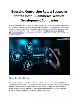 Boosting Conversion Rates: Strategies for the Best E-Commerce Website Developmen