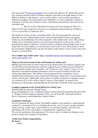 the report titled textile yarn market
