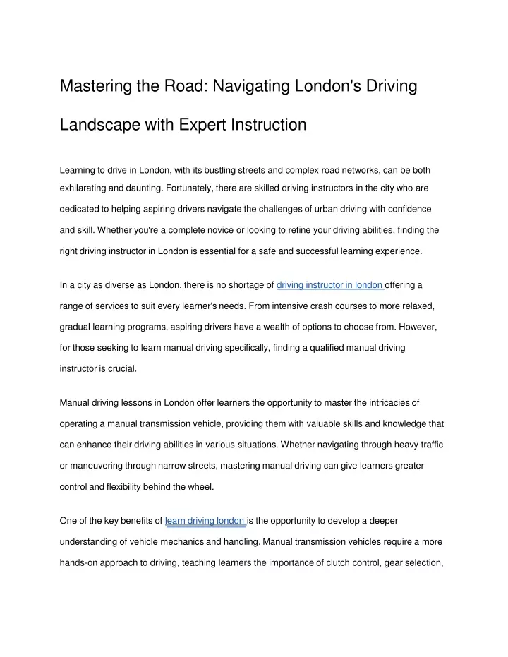 mastering the road navigating london s driving