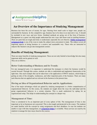 An Overview of the Importance of Studying Management