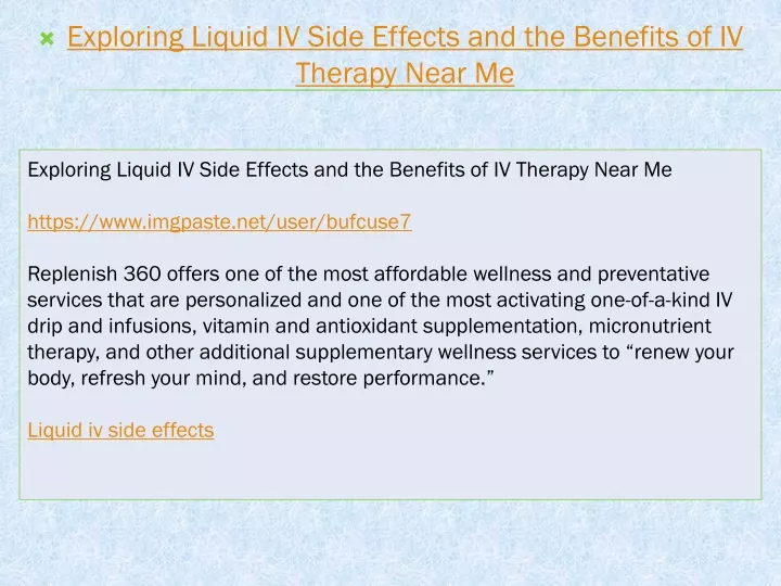 exploring liquid iv side effects and the benefits of iv therapy near me