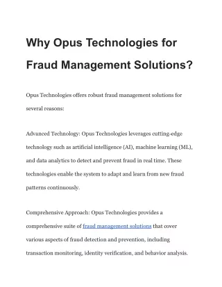 why opus technologies for