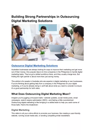 Building Strong Partnerships in Outsourcing Digital Marketing Solutions