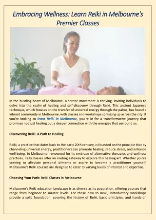 Embracing Wellness Learn Reiki in Melbourne's Premier Classes