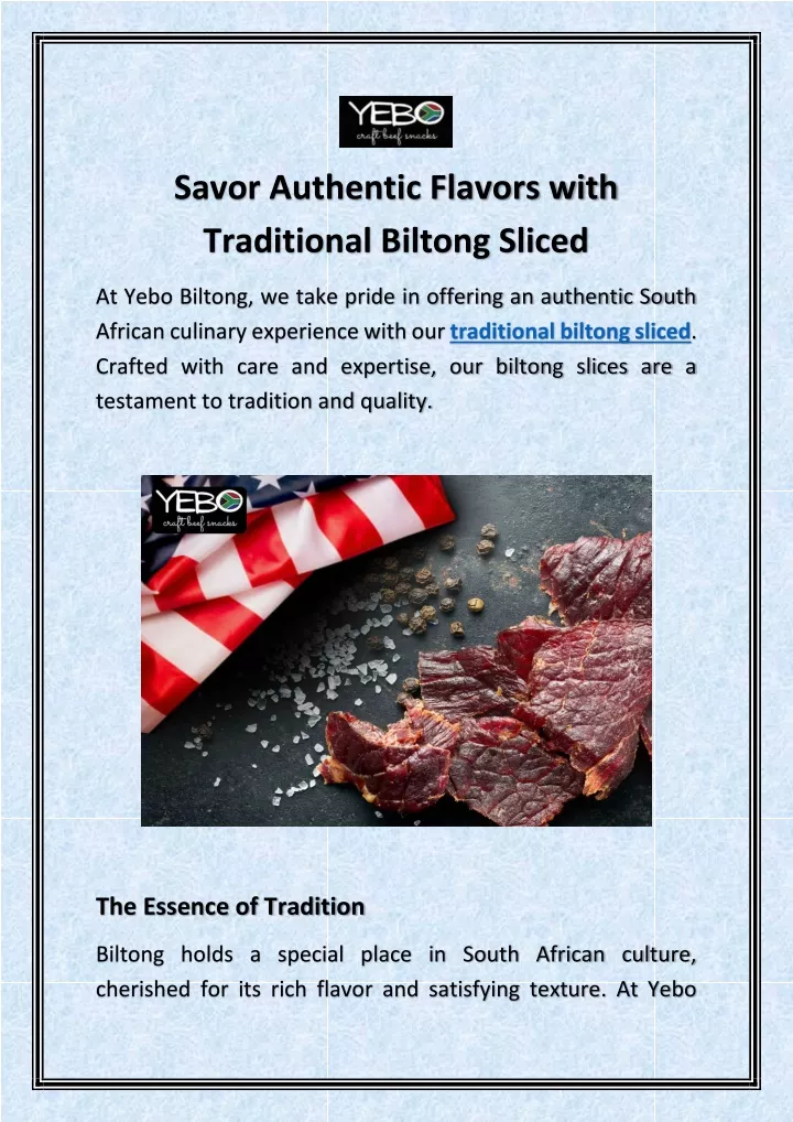 savor authentic flavors with traditional biltong