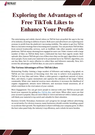 Exploring the Advantages of Free TikTok Likes to Enhance Your Profile