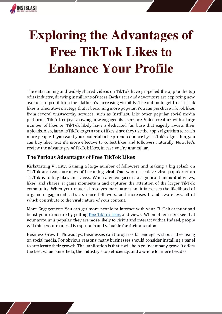 exploring the advantages of free tiktok likes