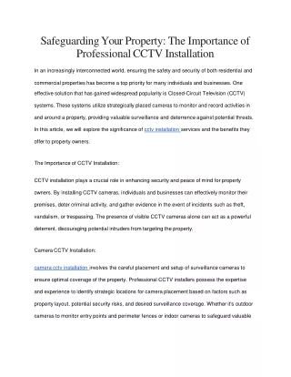 safeguarding your property the importance of professional cctv installation