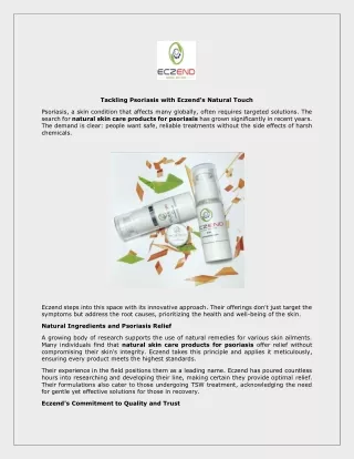 Natural Ingredients and Psoriasis Relief - Eczend