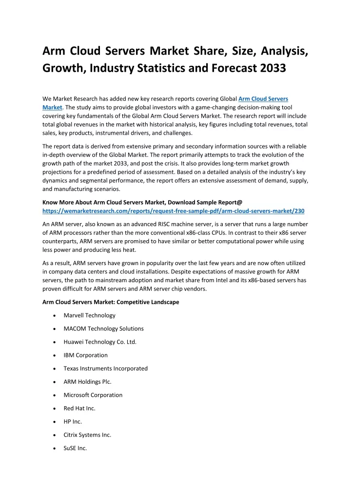 arm cloud servers market share size analysis